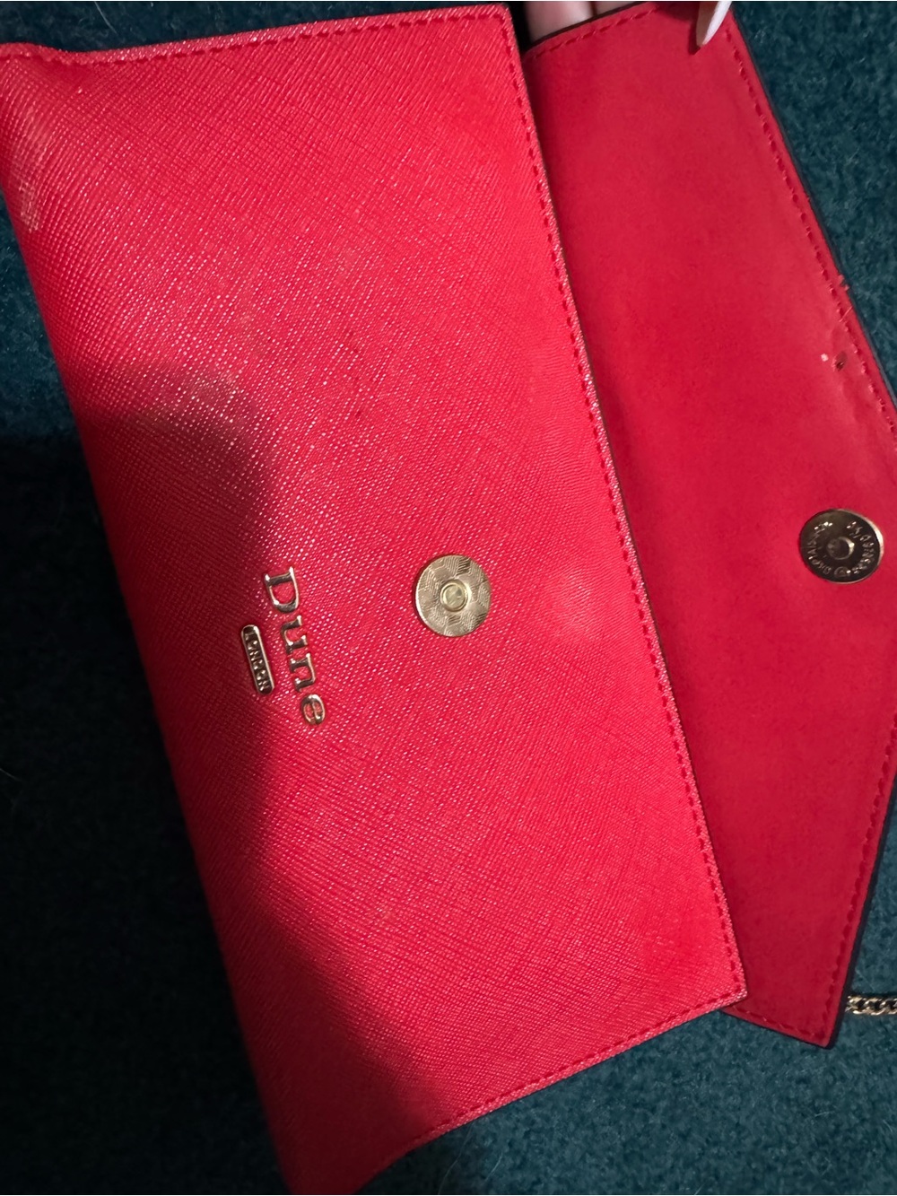 Dune London Red and Leopard Crystal-Embellished Envelope Clutch - Picture 7 of 7